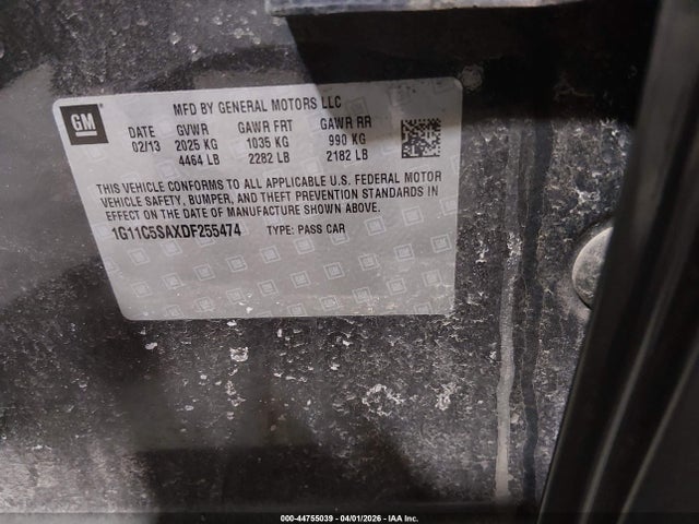 Продаж на аукціоні авто 2013 Chevrolet Malibu 1lt, vin: 1G11C5SAXDF255474, номер лоту: 44755039