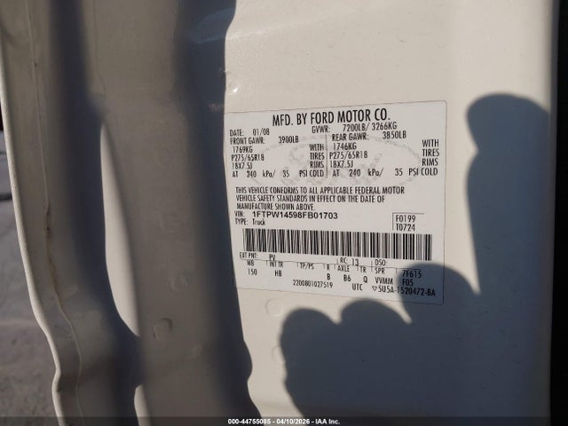 2008 FORD F-150 1FTPW14598FB01703 Photo 8