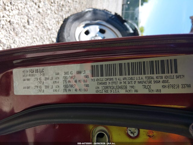 44755091 :رقم المزاد ، 1C6RR7KGXJS348238 vin ، 2018 Ram 1500 Tradesman  4x4 5'7 Box مزاد بيع