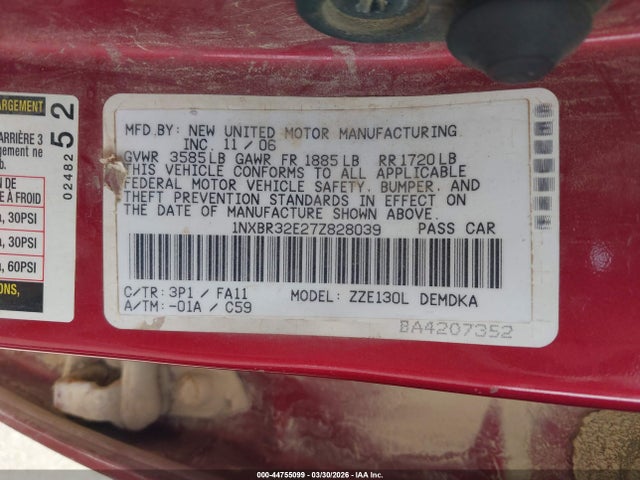 2007 TOYOTA COROLLA 1NXBR32E27Z828039 Photo 8