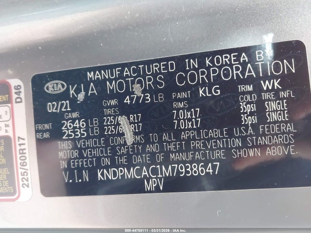 KIA Sportage Lx 2021 KNDPMCAC1M7938647 Image 9