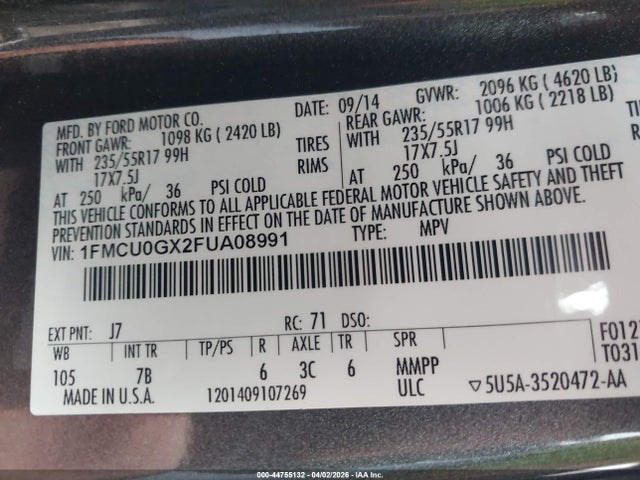 Ford ESCAPE SE 2015 1FMCU0GX2FUA08991 Image 9