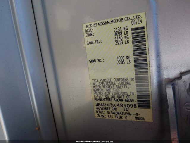 1N4AA5AP2EC485098 Nissan Maxima 3.5 S/3.5 Sv
