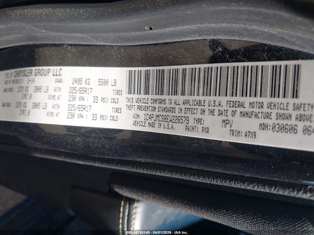 44755145 :رقم المزاد ، 1C4PJMCS8EW226579 vin ، 2014 Jeep Cherokee Latitude مزاد بيع
