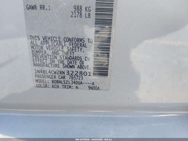 Aukcja sprzedaży 2024 Nissan Altima Sr Intelligent Awd, vin: 1N4BL4CW2RN322801, numer aukcji: 44755255
