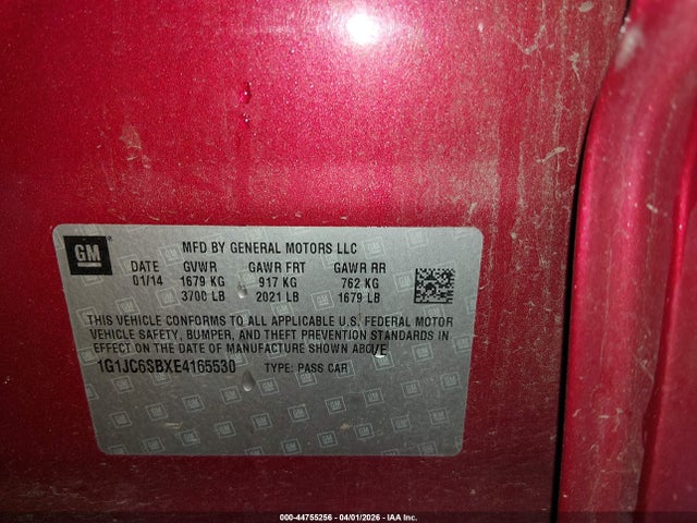 Chevrolet Sonic Lt Auto 2014 1G1JC6SBXE4165530 Image 9