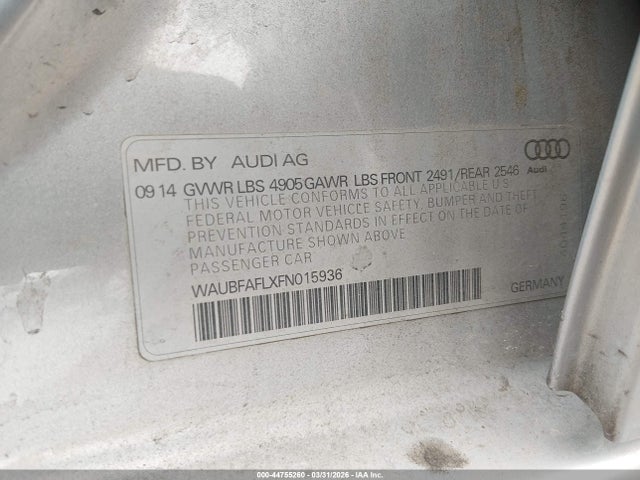 Aukcja sprzedaży 2015 Audi A4 2.0t Premium, vin: WAUBFAFLXFN015936, numer aukcji: 44755260