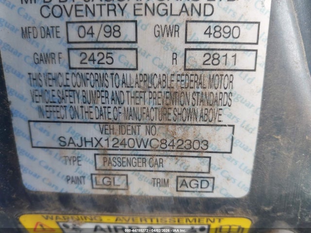 1998 JAGUAR XJ8 SAJHX1240WC842303 Photo 8