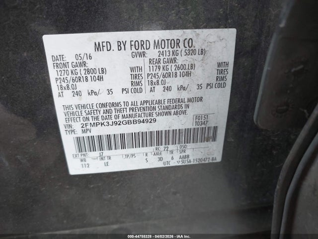 Ford EDGE SEL 2016 2FMPK3J92GBB94929 Image 9