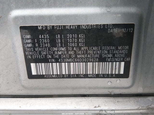 Продажа на аукционе авто 2013 Subaru Legacy 2.5i Premium, vin: 4S3BMBC66D3029628, номер лота: 44755397