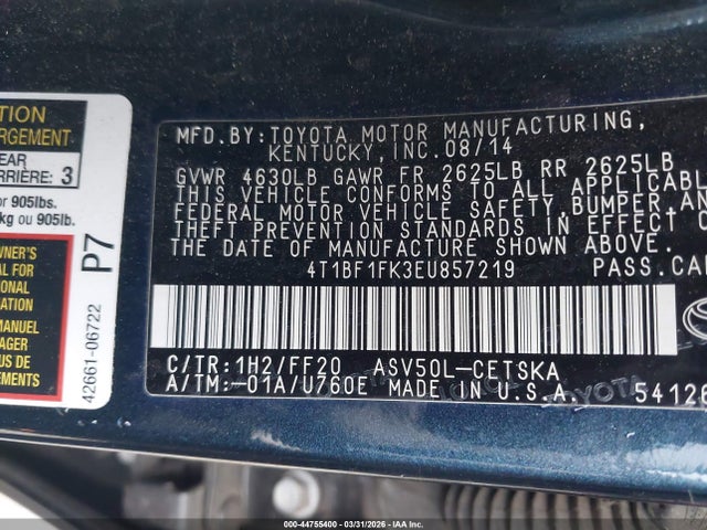 Toyota CAMRY SE 2014 4T1BF1FK3EU857219 Image 9