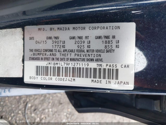 JM1BM1L79F1271119 Mazda Mazda3 I Touring