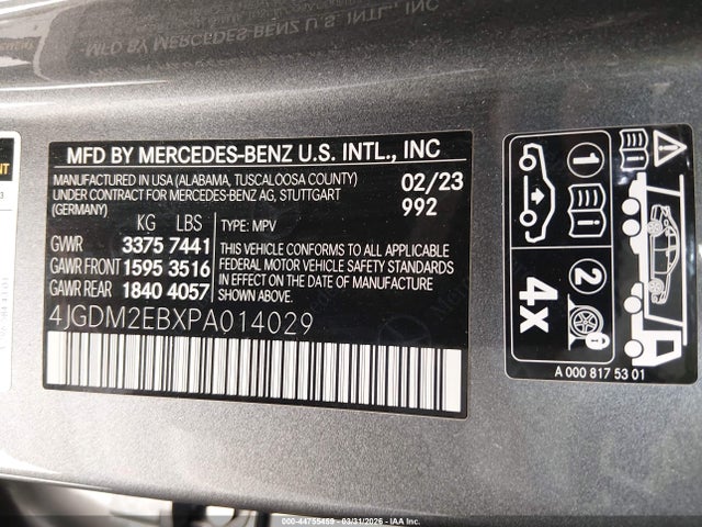 4JGDM2EBXPA014029 Mercedes-Benz Eqs 450 Suv 4matic