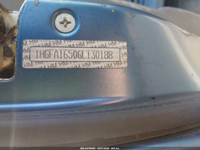 Aukcja sprzedaży 2006 Honda Civic Lx, vin: 1HGFA16506L130188, numer aukcji: 44755458