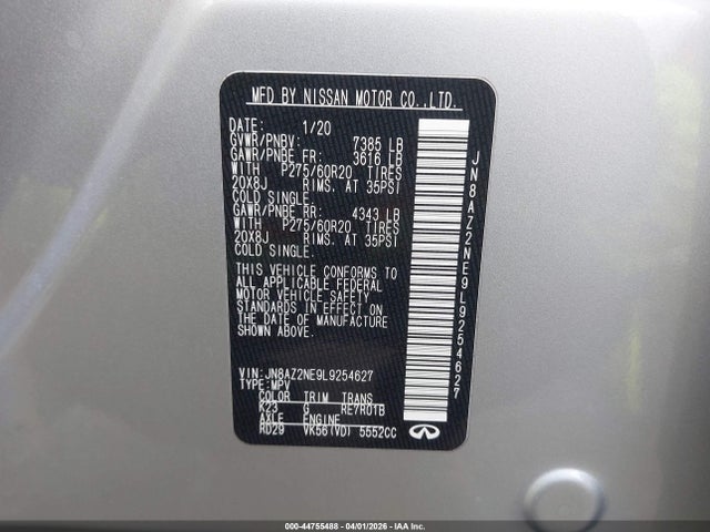 JN8AZ2NE9L9254627 Infiniti Qx80 Luxe Awd
