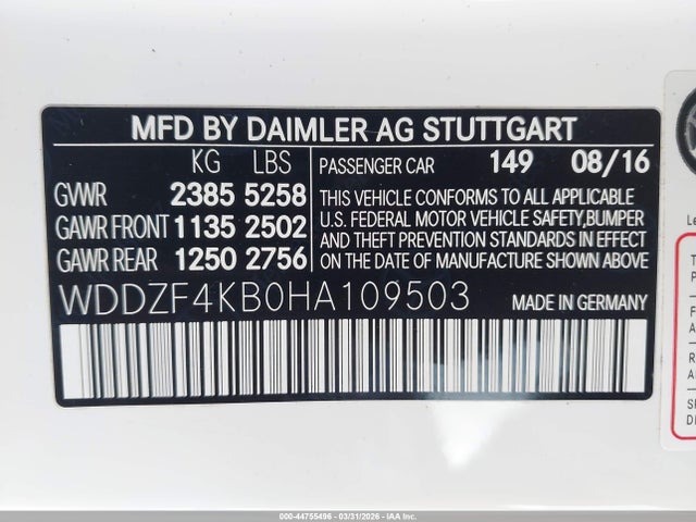WDDZF4KB0HA109503 Mercedes-Benz E 300 4MAT