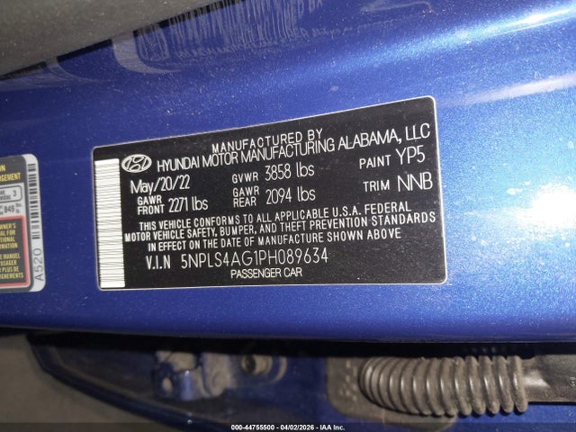 5NPLS4AG1PH089634 Hyundai ELANTRA SEL