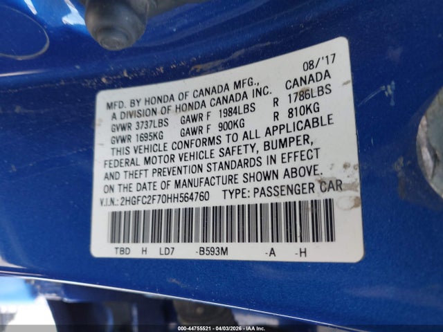 2HGFC2F70HH564760 Honda CIVIC EX