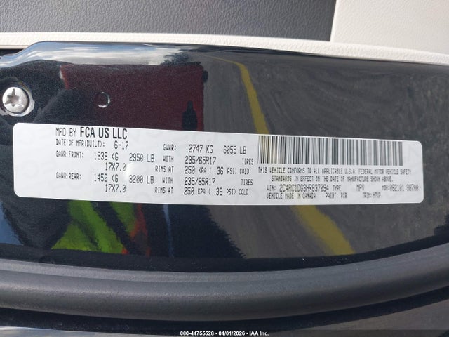 44755528 :رقم المزاد ، 2C4RC1DG3HR837094 vin ، 2017 Chrysler Pacifica Touring مزاد بيع