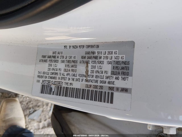 Aukcja sprzedaży 2018 Mazda Cx-9 Signature, vin: JM3TCBEY2J0229531, numer aukcji: 44755544