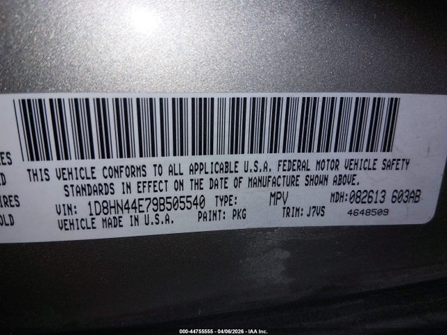 Aukcja sprzedaży 2009 Dodge Grand Caravan Se, vin: 1D8HN44E79B505540, numer aukcji: 44755555