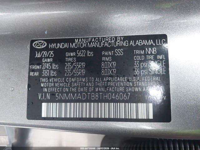 44755568 :رقم المزاد ، 5NMMADTB8TH046067 vin ، 2026 Genesis Gv70 2.5t مزاد بيع