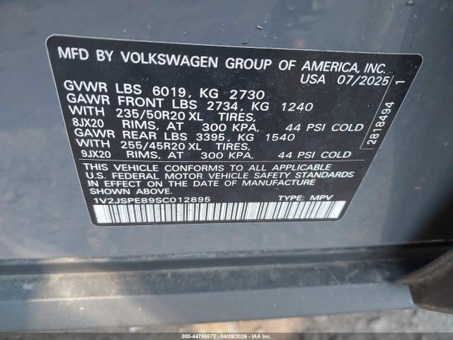 Продажа на аукционе авто 2025 Volkswagen Id.4 Pro S Plus, vin: 1V2JSPE89SC012895, номер лота: 44755572