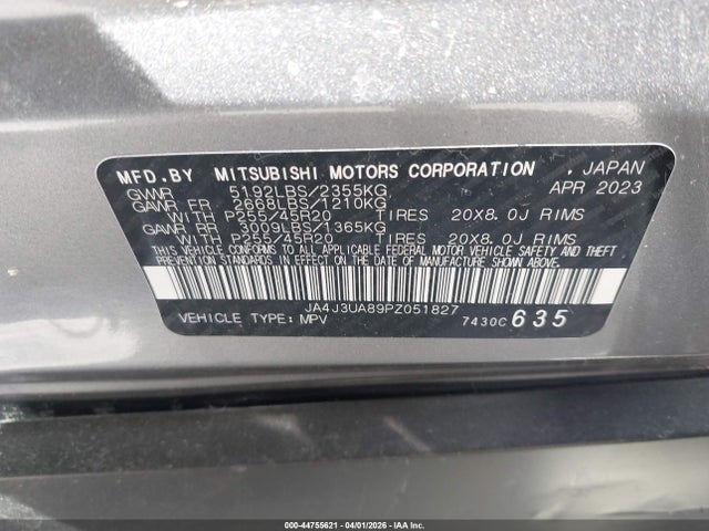 Aukcja sprzedaży 2023 Mitsubishi Outlander Se 2.5 2wd/se Black Edition 2wd/se Special Edition 2wd, vin: JA4J3UA89PZ051827, numer aukcji: 44755621