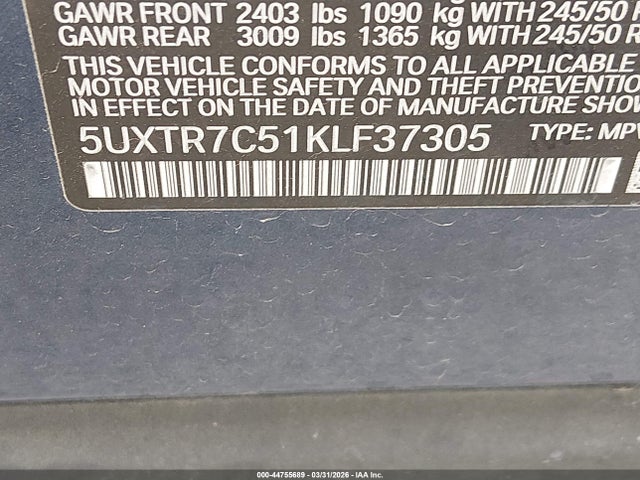 5UXTR7C51KLF37305 BMW X3 Sdrive30i