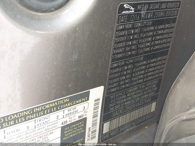 2017 JAGUAR F-PACE SADCJ2BV5HA497944 Photo 8