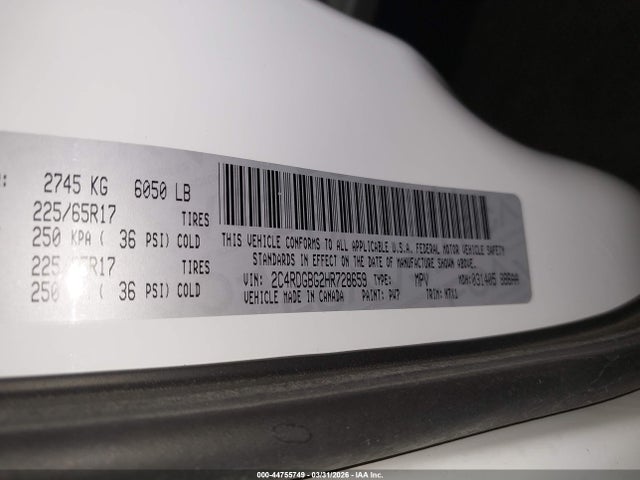 Продажа на аукционе авто 2017 Dodge Grand Caravan Se Plus, vin: 2C4RDGBG2HR728659, номер лота: 44755749