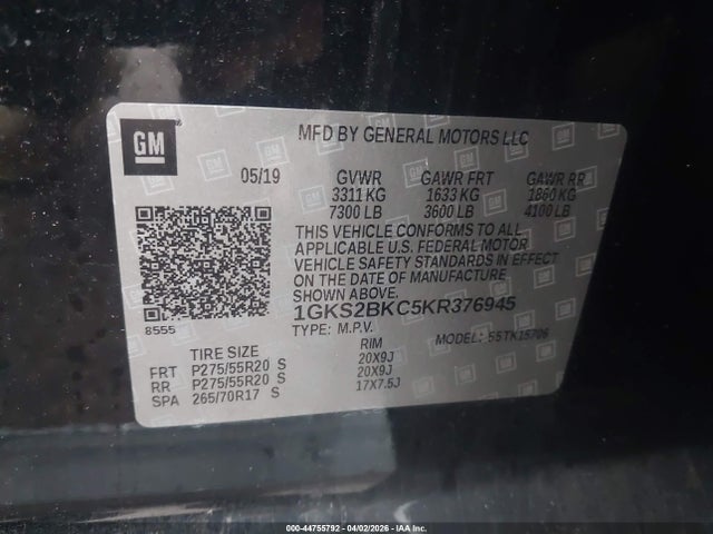 Aukcja sprzedaży 2019 Gmc Yukon Slt, vin: 1GKS2BKC5KR376945, numer aukcji: 44755792