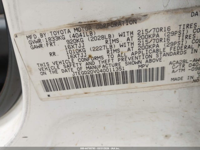 2004 TOYOTA RAV4 JTEGD20V040011351 Photo 8