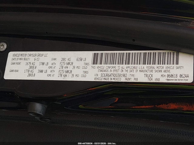 Продаж на аукціоні авто 2013 Ram 1500 Express, vin: 3C6JR6AT9DG581982, номер лоту: 44755836