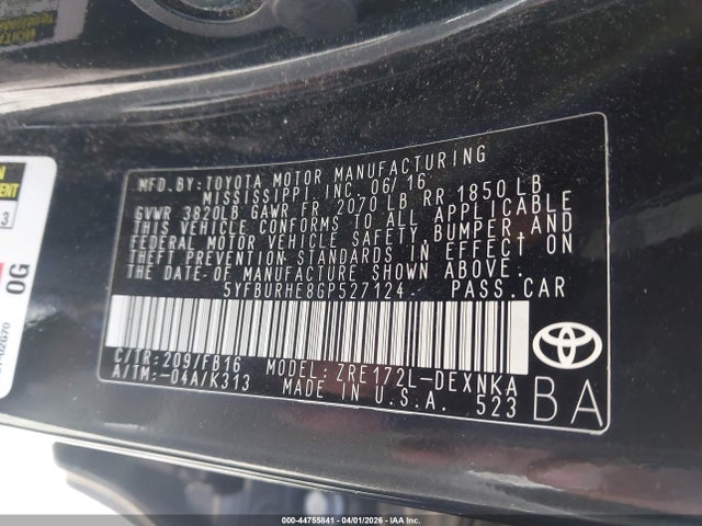 Toyota COROLLA LE 2016 5YFBURHE8GP527124 Image 9