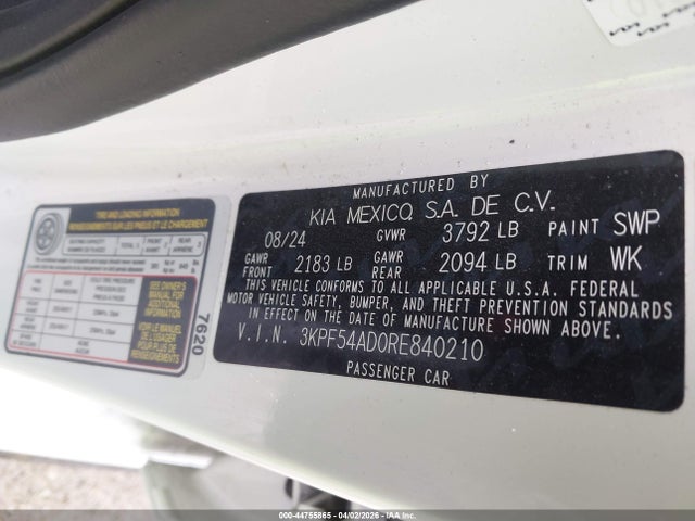 Продажа на аукционе авто 2024 Kia Forte Gt-line, vin: 3KPF54AD0RE840210, номер лота: 44755865