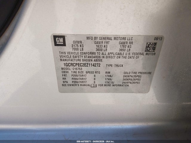Aukcja sprzedaży 2014 Chevrolet Silverado 1500 Work Truck 1wt, vin: 1GCRCPEC2EZ114272, numer aukcji: 44755871
