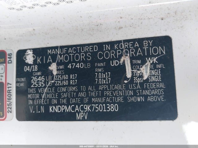 KIA Sportage Lx 2019 KNDPMCAC9K7501380 Image 9
