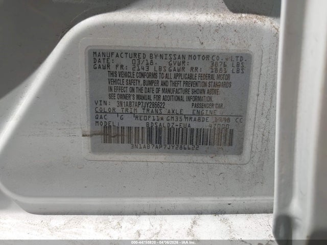 3N1AB7AP7JY286622 Nissan SENTRA SV