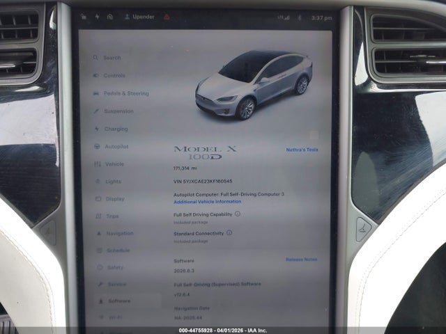 Aukcja sprzedaży 2019 Tesla Model X 100d/75d/long Range, vin: 5YJXCAE23KF160545, numer aukcji: 44755928