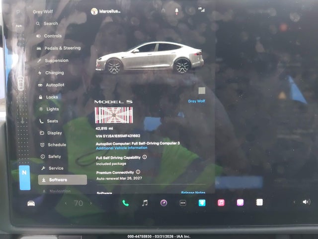 2021 Tesla Model S Plaid Tri Motor All-wheel Drive მანქანა იყიდება აუქციონზე, vin: 5YJSA1E65MF431692, აუქციონის ნომერი: 44755930