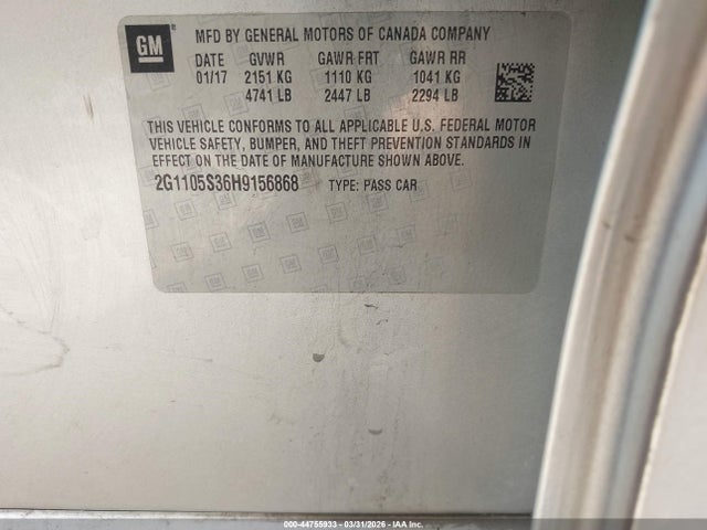 2G1105S36H9156868 Chevrolet IMPALA 1LT