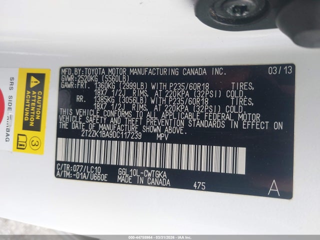 Продаж на аукціоні авто 2013 Lexus Rx 350, vin: 2T2ZK1BA9DC117239, номер лоту: 44755964