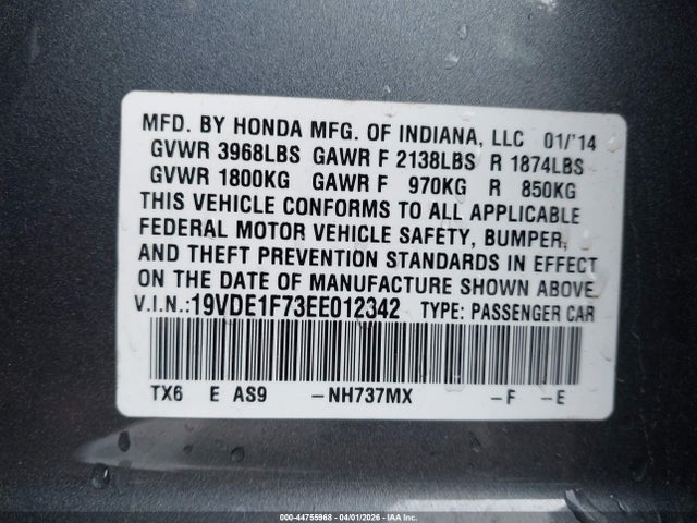 19VDE1F73EE012342 Acura Ilx 2.0l