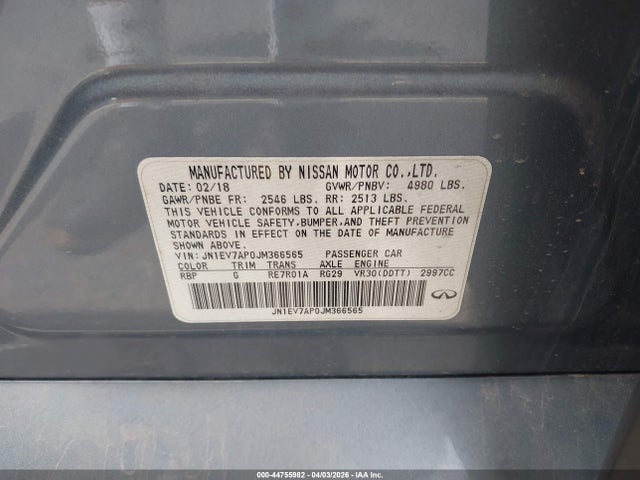 Продажа на аукционе авто 2018 Infiniti Q50 3.0t Luxe, vin: JN1EV7AP0JM366565, номер лота: 44755982