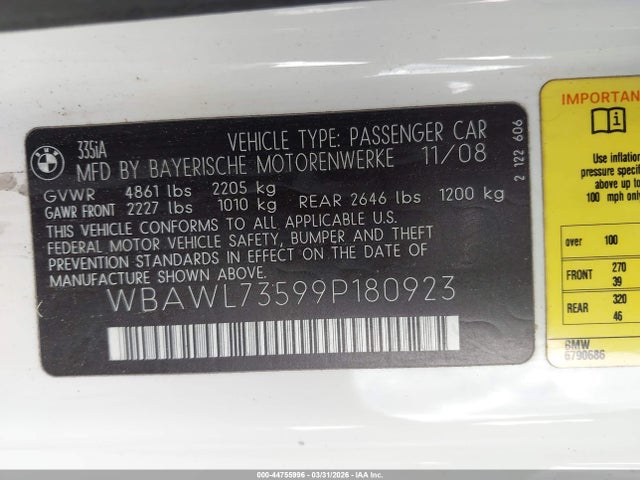 2009 BMW 335I WBAWL73599P180923 Photo 8
