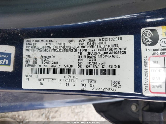 2016 FORD FIESTA 3FADP4EJ8GM105629 Photo 8