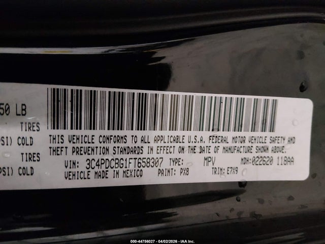 44756027 :رقم المزاد ، 3C4PDCBG1FT658307 vin ، 2015 Dodge Journey Sxt مزاد بيع