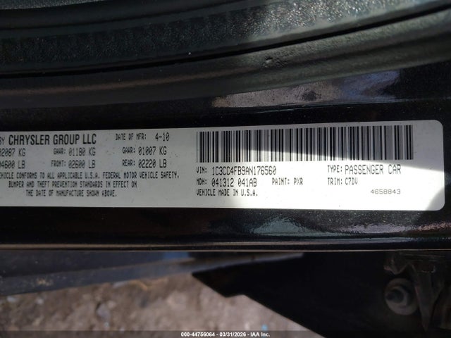 44756064 :رقم المزاد ، 1C3CC4FB9AN176560 vin ، 2010 Chrysler Sebring Touring مزاد بيع