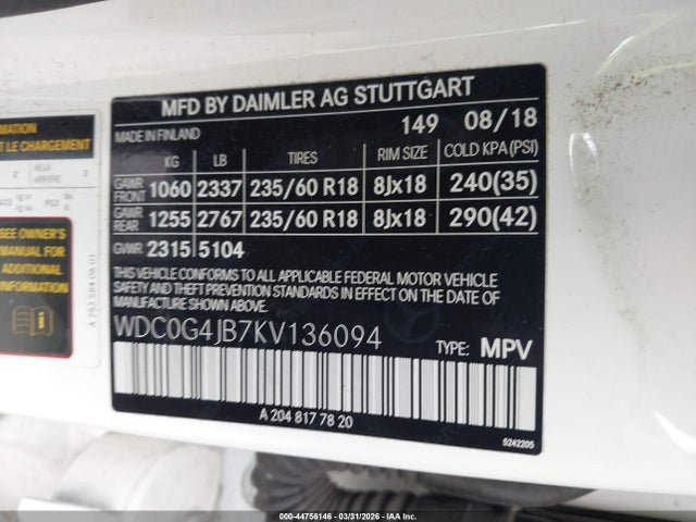 WDC0G4JB7KV136094 Mercedes-Benz GLC 300
